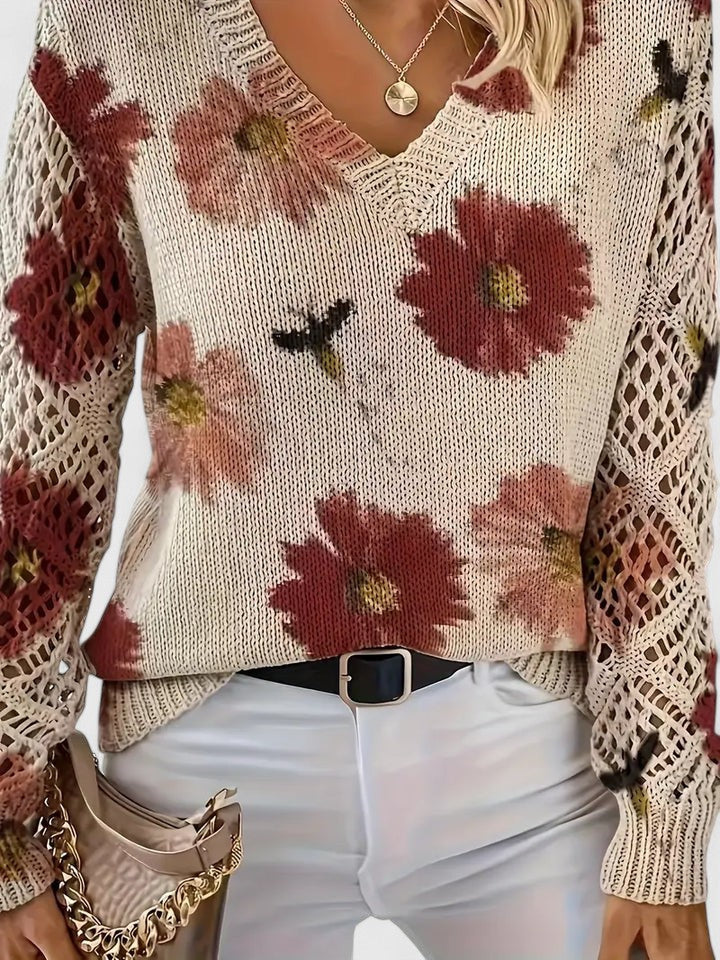 Aurélie | Pull féminin à fleurs