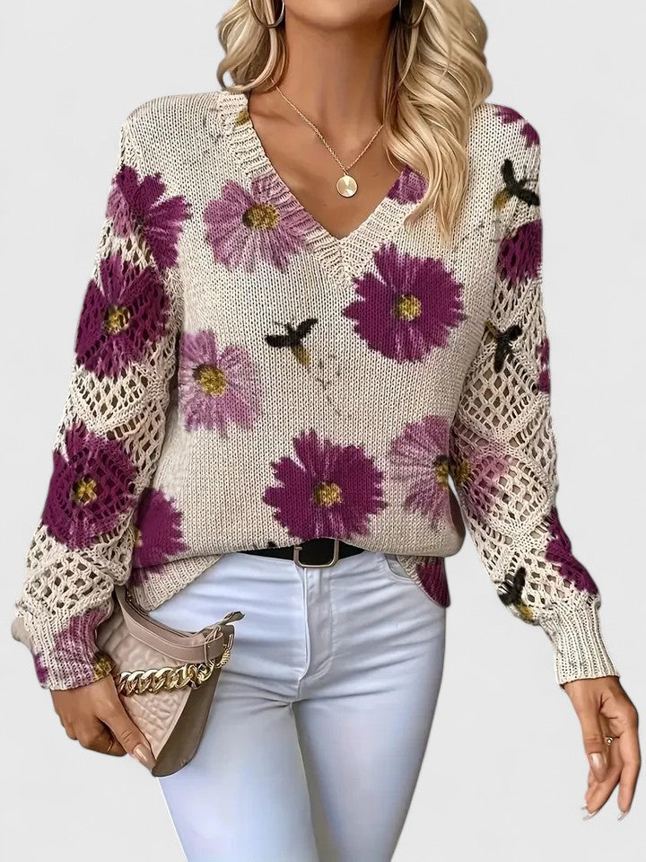 Aurélie | Pull féminin à fleurs
