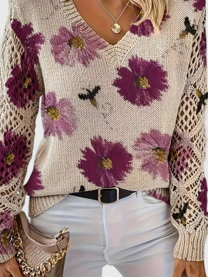 Aurélie | Pull féminin à fleurs