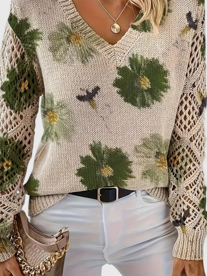 Aurélie | Pull féminin à fleurs