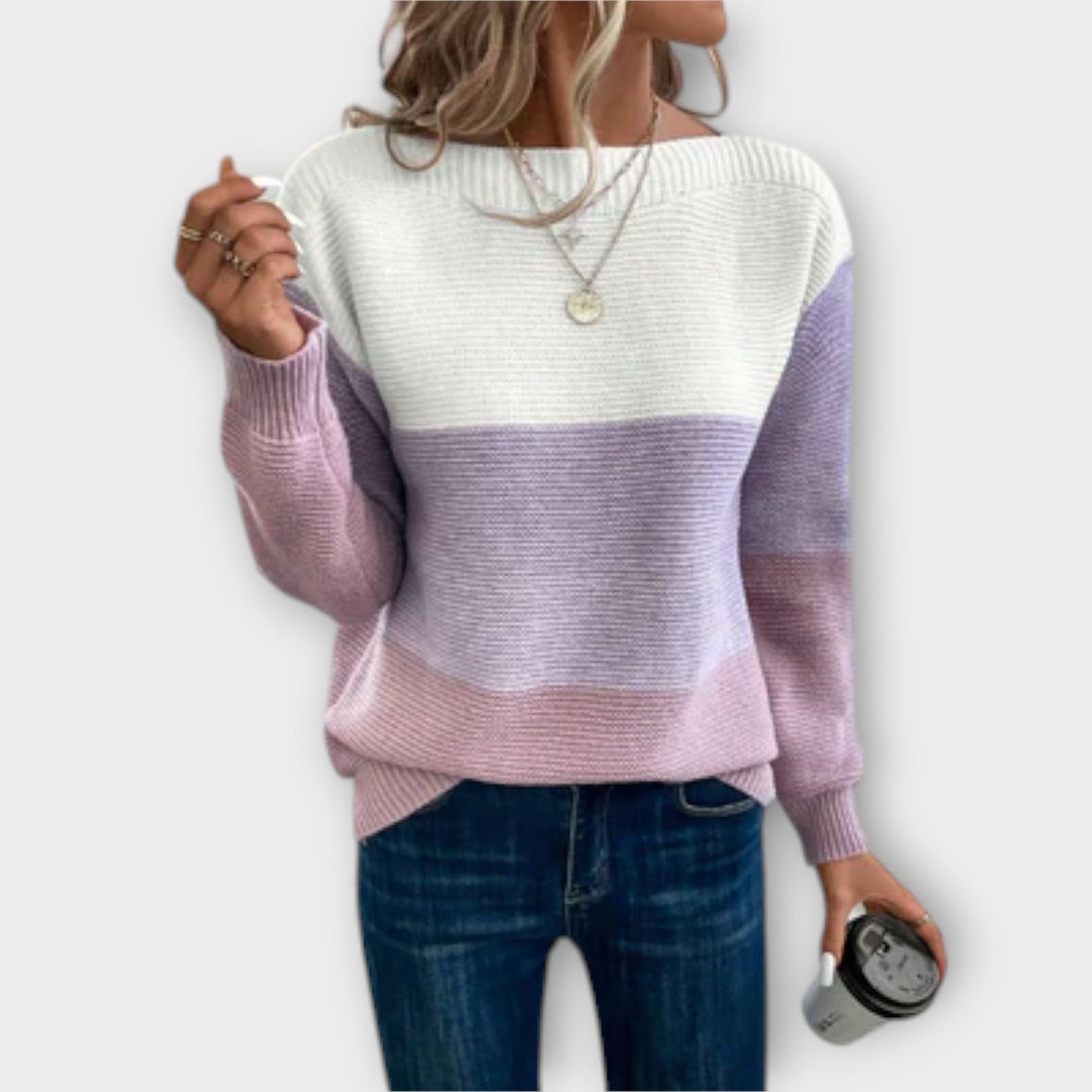 Rosie -Pull patchwork élégant à trois couleurs