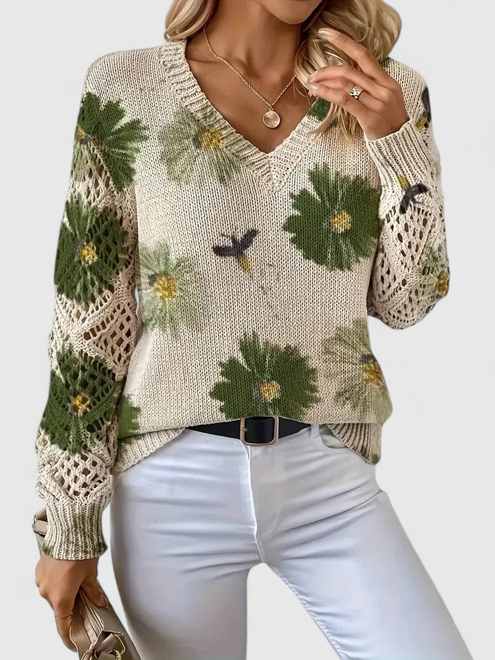 Aurélie | Pull féminin à fleurs