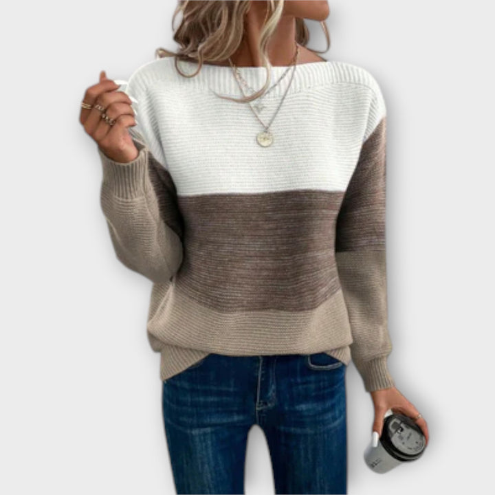Rosie -Pull patchwork élégant à trois couleurs
