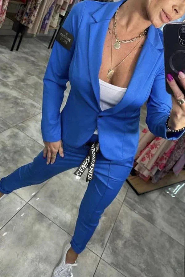 Isabelle | Ensemble sur mesure avec un blazer doux et un jogging décontracté