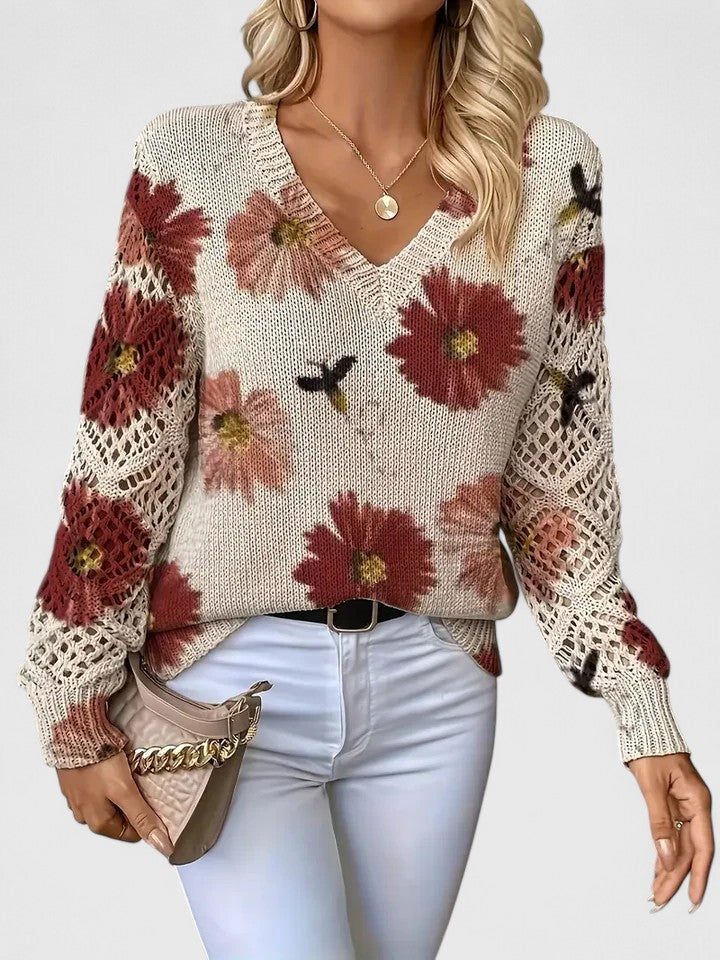 Aurélie | Pull féminin à fleurs