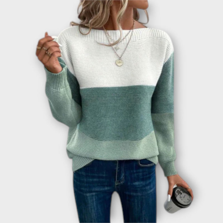 Rosie -Pull patchwork élégant à trois couleurs