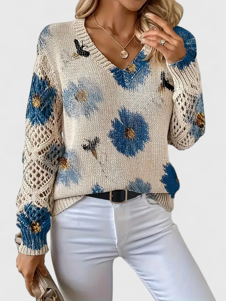 Aurélie | Pull féminin à fleurs