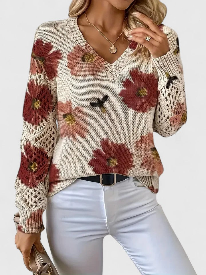 Aurélie | Pull féminin à fleurs