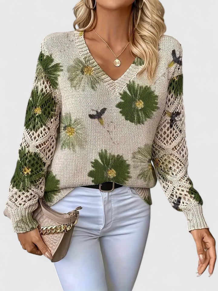 Aurélie | Pull féminin à fleurs