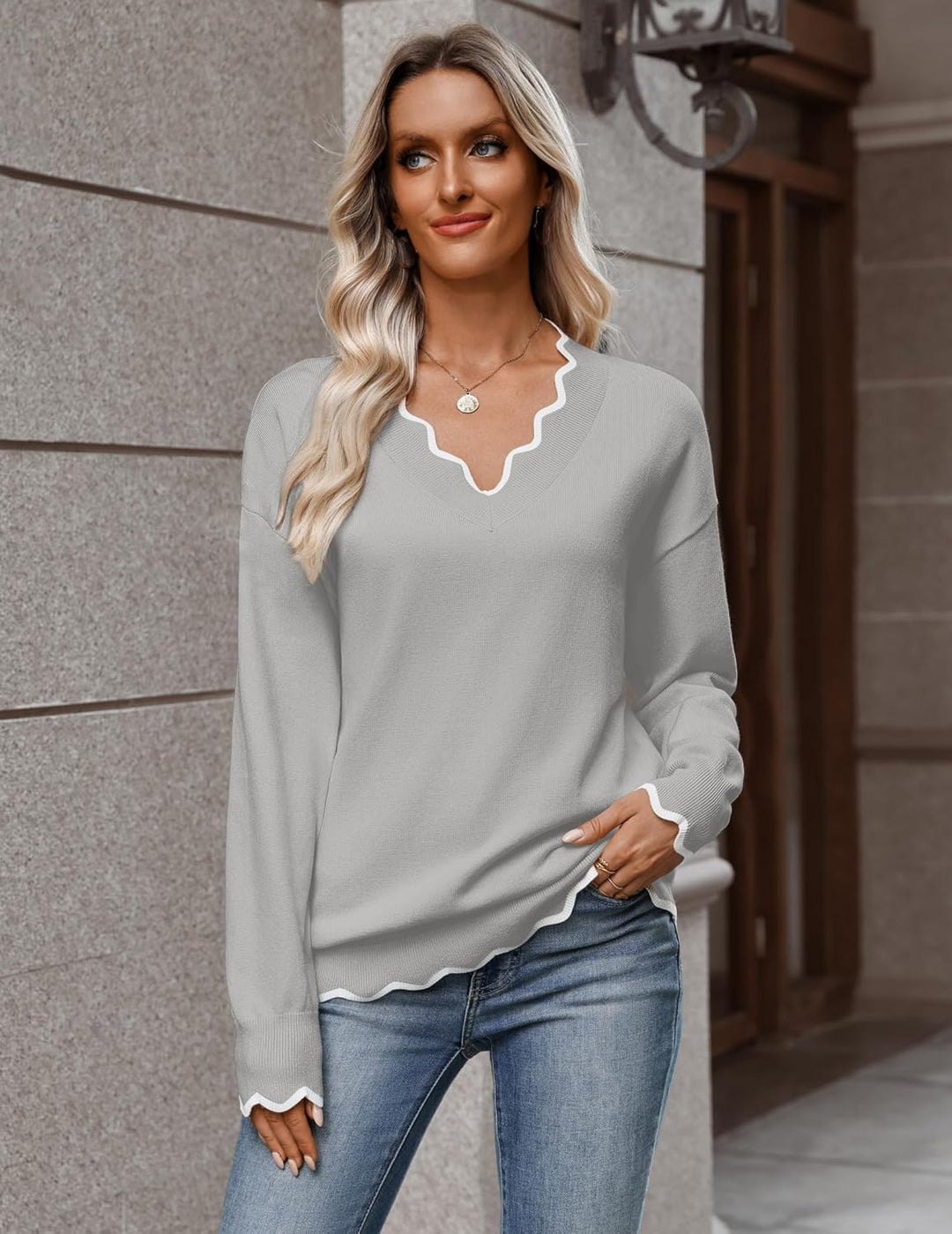 Julia- Pull femme col V léger