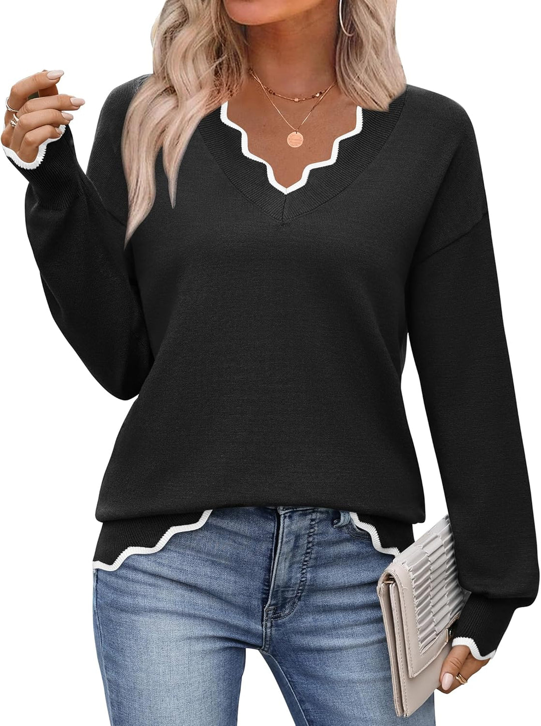 Julia- Pull femme col V léger