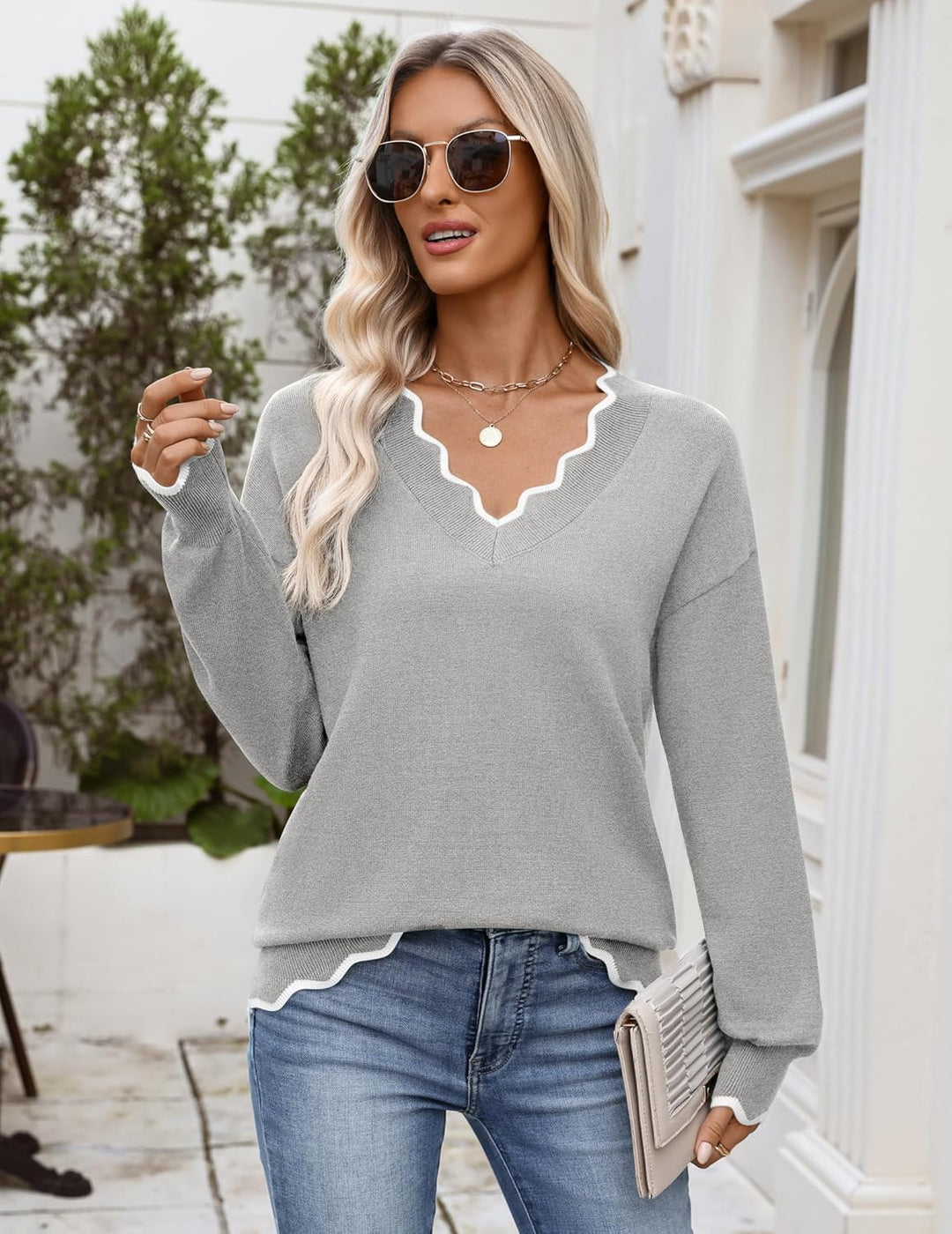 Julia- Pull femme col V léger