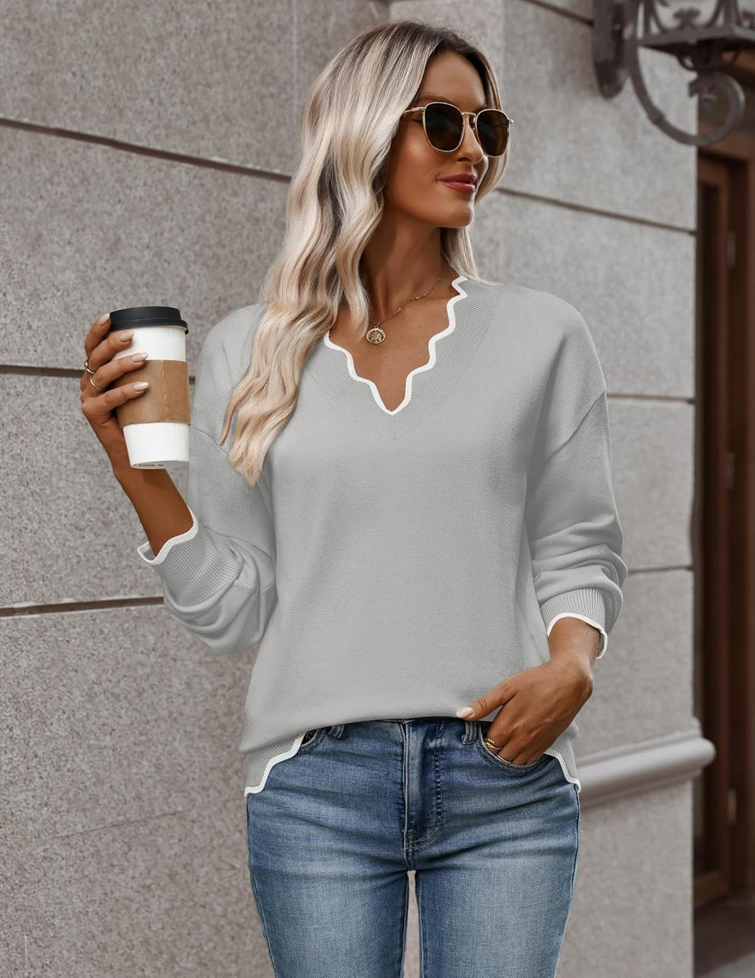 Julia- Pull femme col V léger