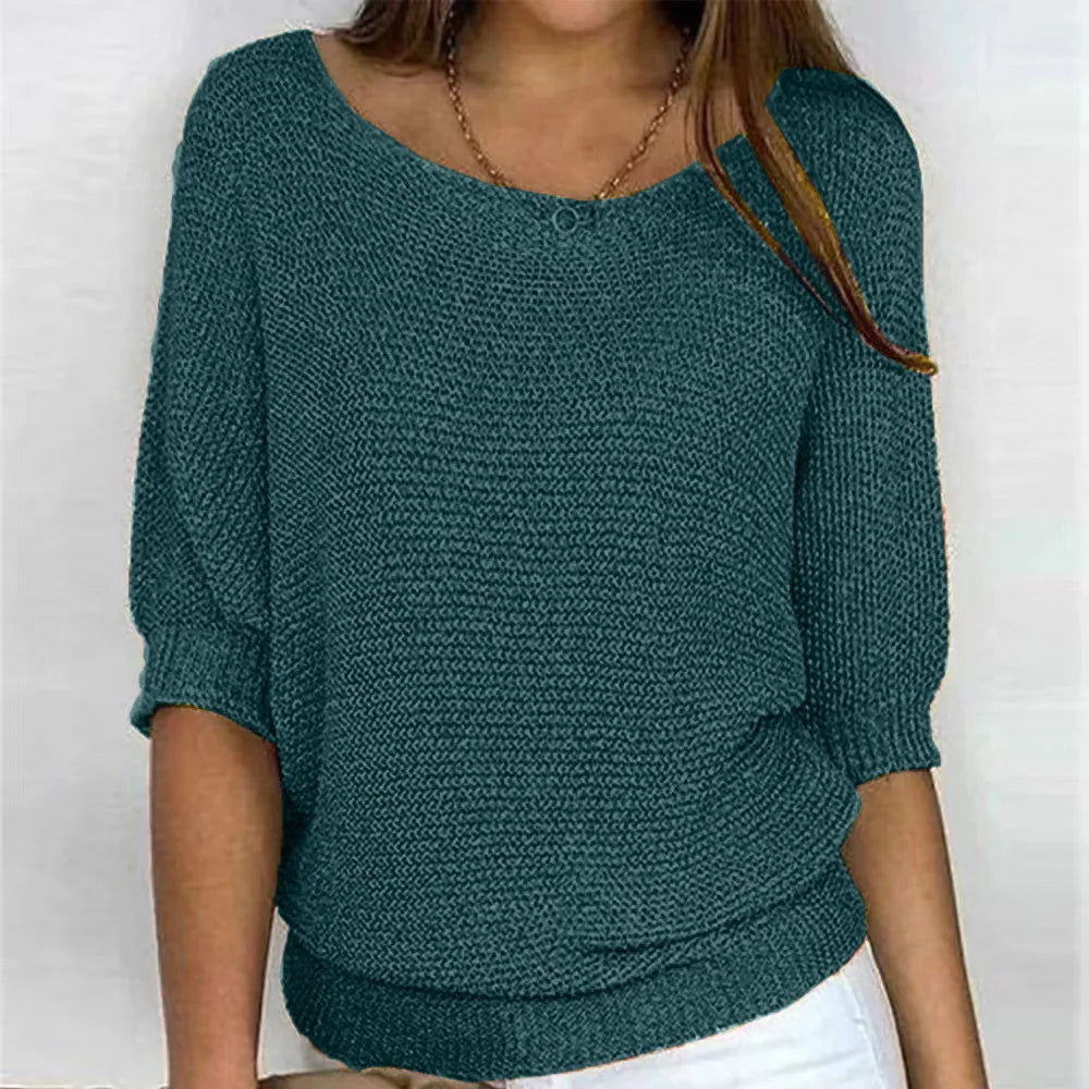 Lisa - Pull décontracté à col rond et manches 3/4 pour femmes