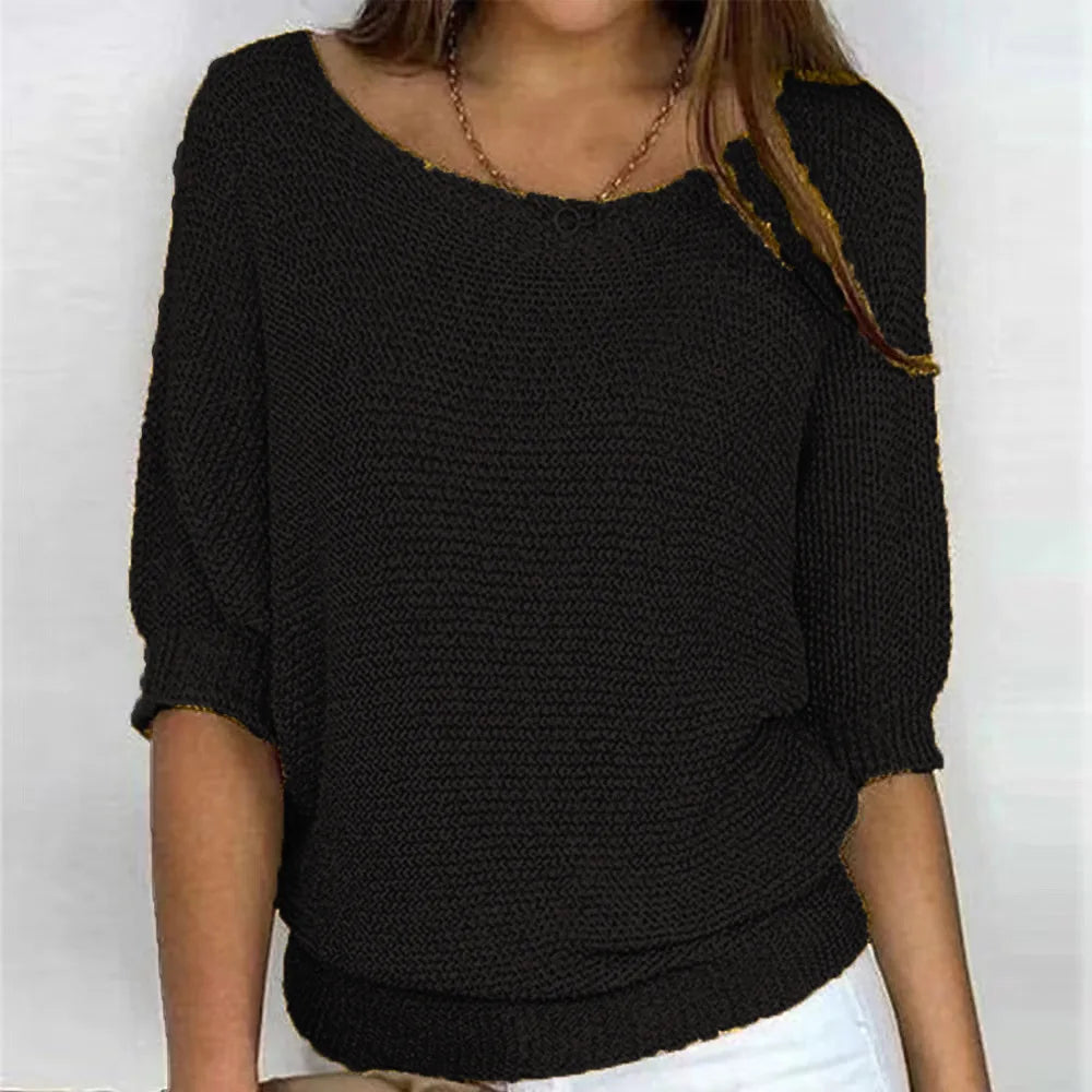 Lisa - Pull décontracté à col rond et manches 3/4 pour femmes