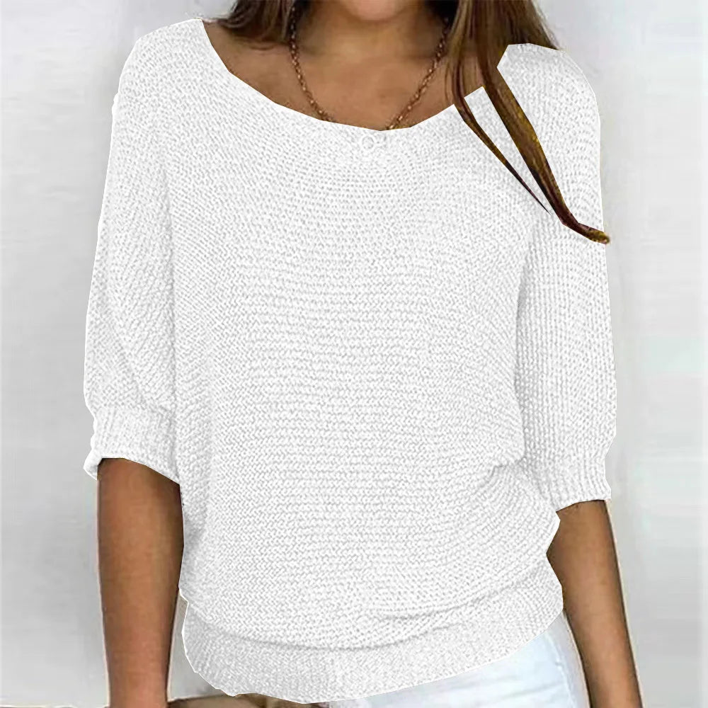 Lisa - Pull décontracté à col rond et manches 3/4 pour femmes