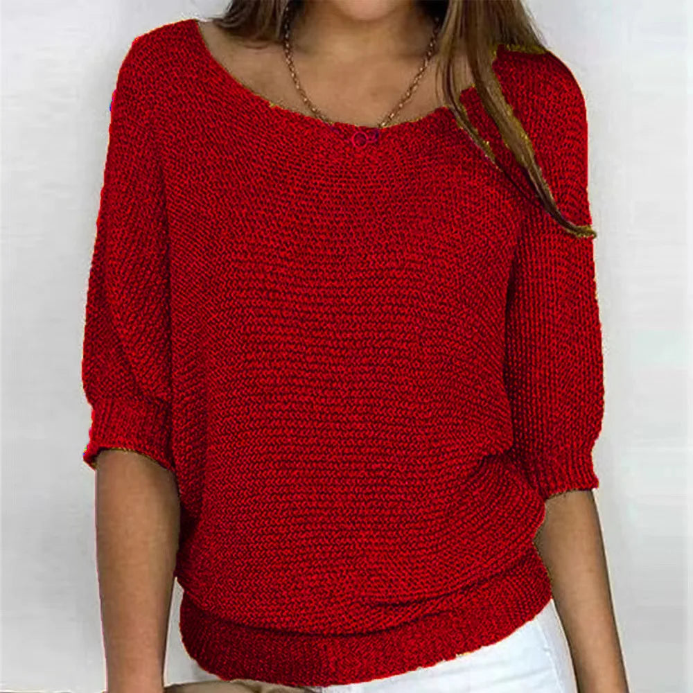 Lisa - Pull décontracté à col rond et manches 3/4 pour femmes