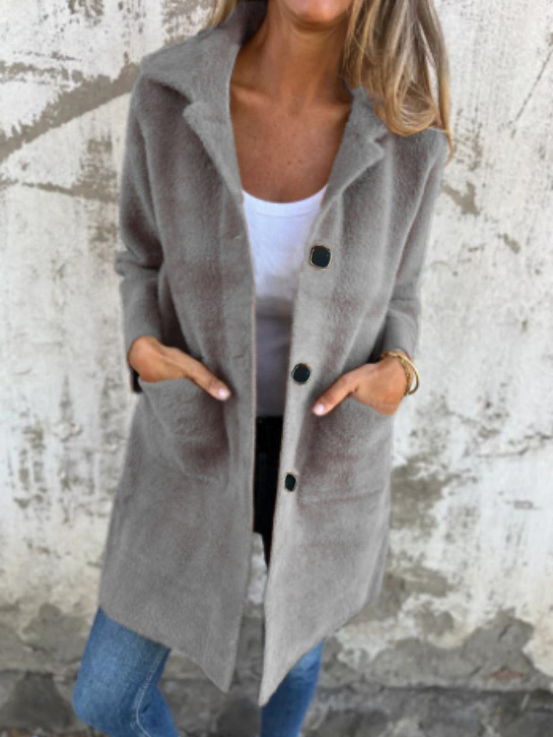 Marce™ | Manteau élégant en tissu brut