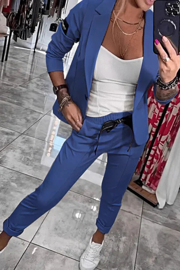 Isabelle | Ensemble sur mesure avec un blazer doux et un jogging décontracté