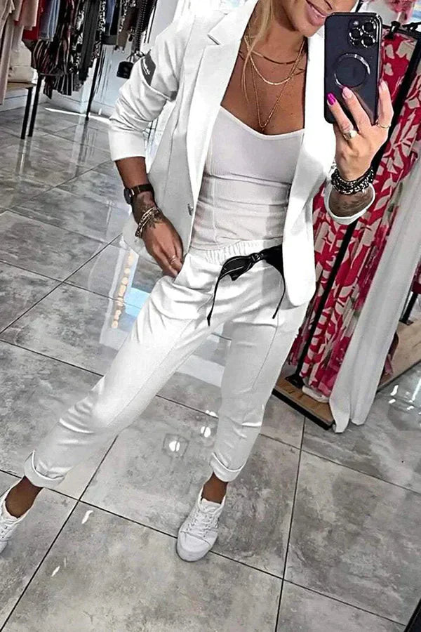 Isabelle | Ensemble sur mesure avec un blazer doux et un jogging décontracté