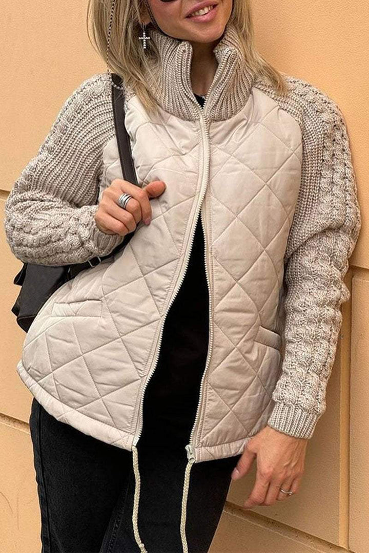 Caroline- Veste Matelassée Bicolore | Beige | Douce et Texturée