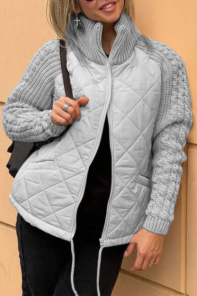 Caroline- Veste Matelassée Bicolore | Beige | Douce et Texturée