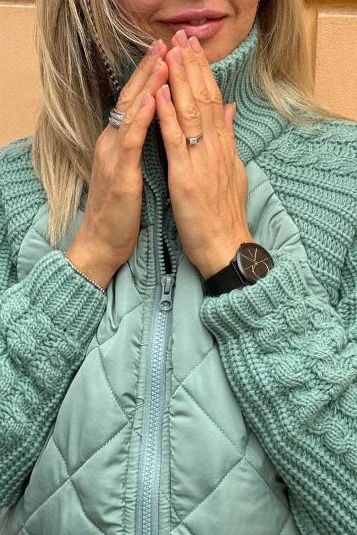 Caroline- Veste Matelassée Bicolore | Beige | Douce et Texturée