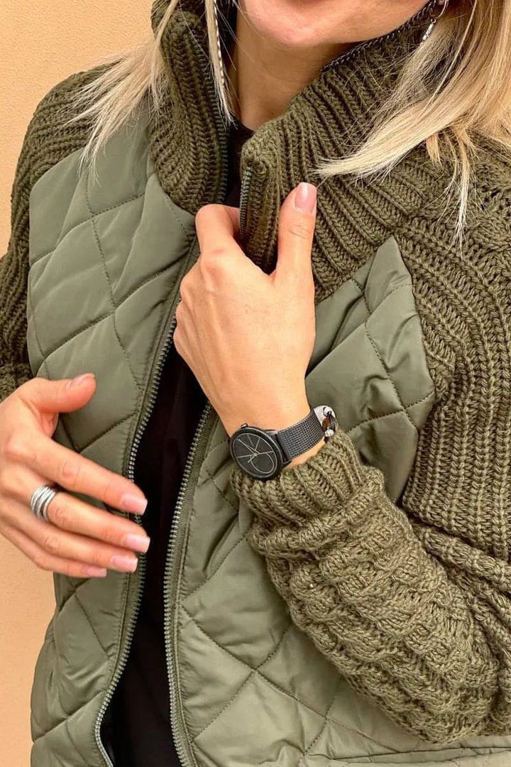 Caroline- Veste Matelassée Bicolore | Beige | Douce et Texturée
