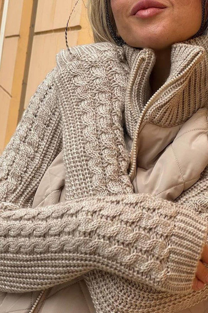 Caroline- Veste Matelassée Bicolore | Beige | Douce et Texturée
