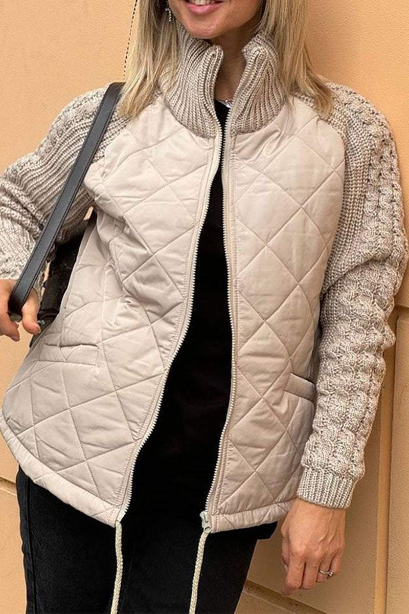 Caroline- Veste Matelassée Bicolore | Beige | Douce et Texturée