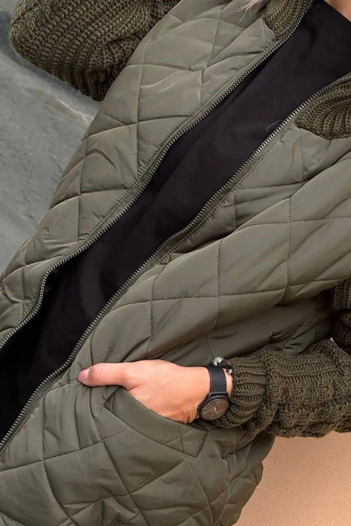 Caroline- Veste Matelassée Bicolore | Beige | Douce et Texturée