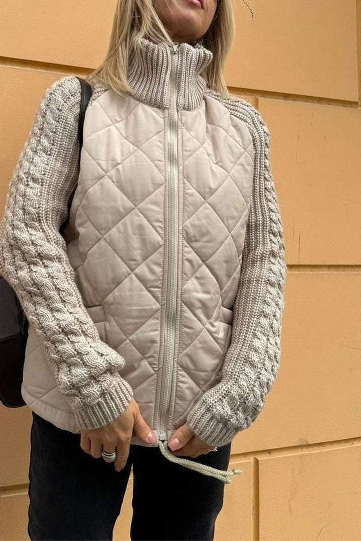 Caroline- Veste Matelassée Bicolore | Beige | Douce et Texturée