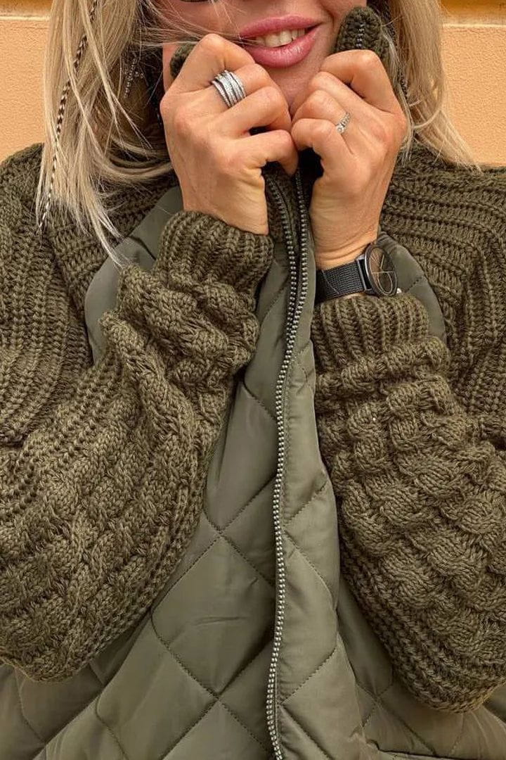 Caroline- Veste Matelassée Bicolore | Beige | Douce et Texturée
